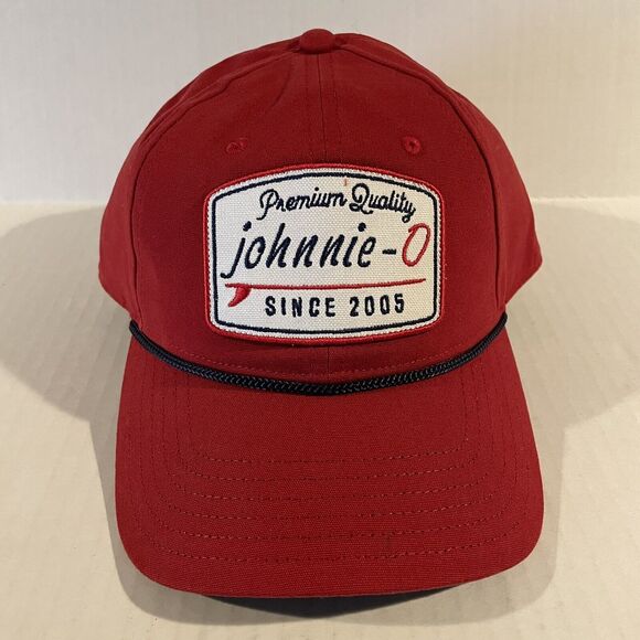 Johnnie-O Hat Cap Snap Back Adult Beach Golf Surf Red Patch Rope Adjustable Hat - Picture 2 of 13